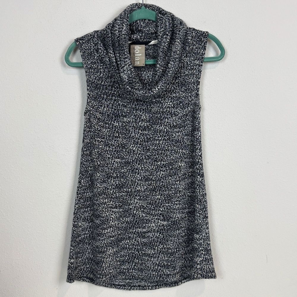 Dolan Black White Sleeveless Cowl Neck Sweater Tunic S